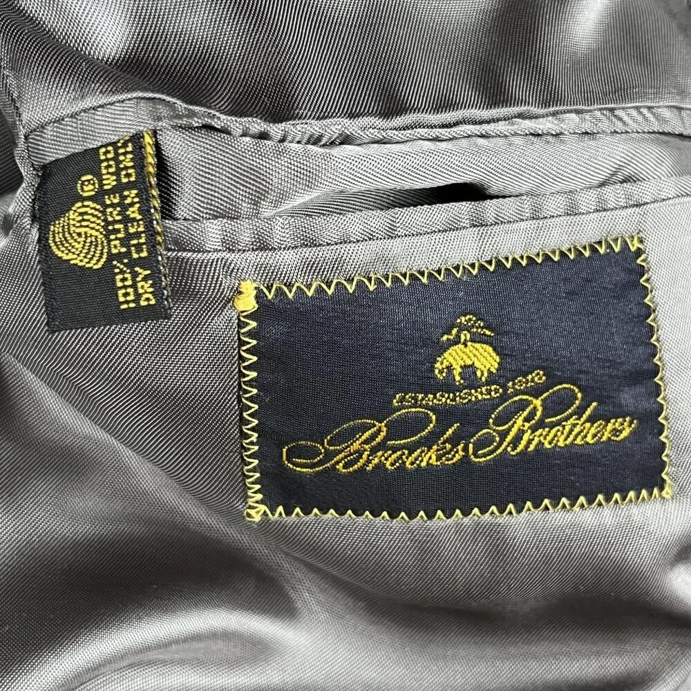 VTG‎ Brooks Brothers Mens 100% Pure Wool Pleated Glen Full Suit Sz 44L Flaw